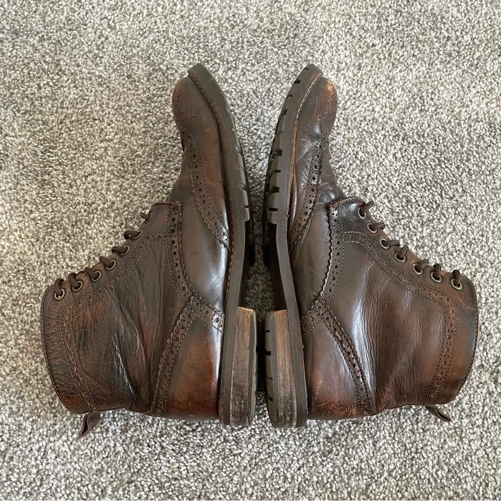 Franco Fortini Wing Tip Lace Up Classic Ankle Boots Mens Size 8 Brown Leather